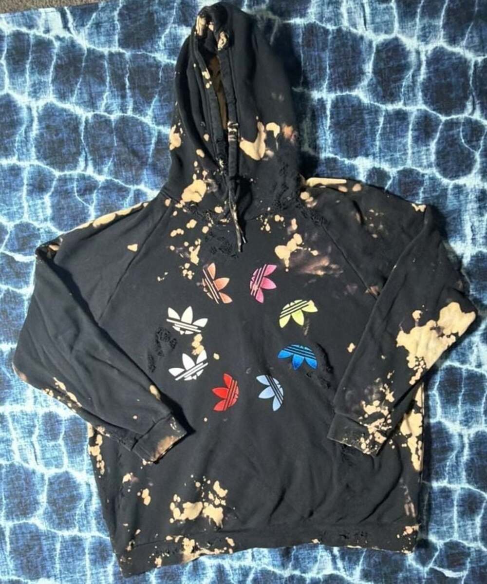 Adidas Adicolor Shattered Trefoil Hoodie Bleach Distressed Custom